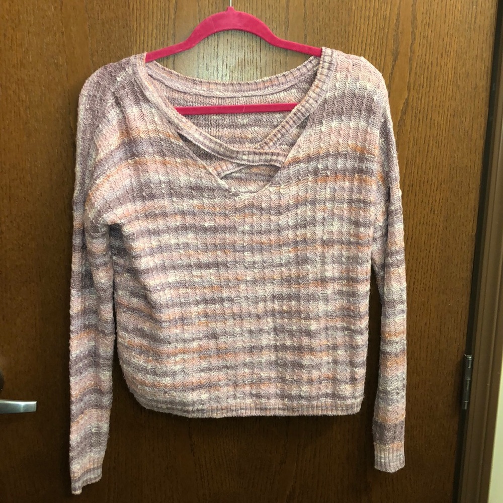 Pink and purple striped sweater